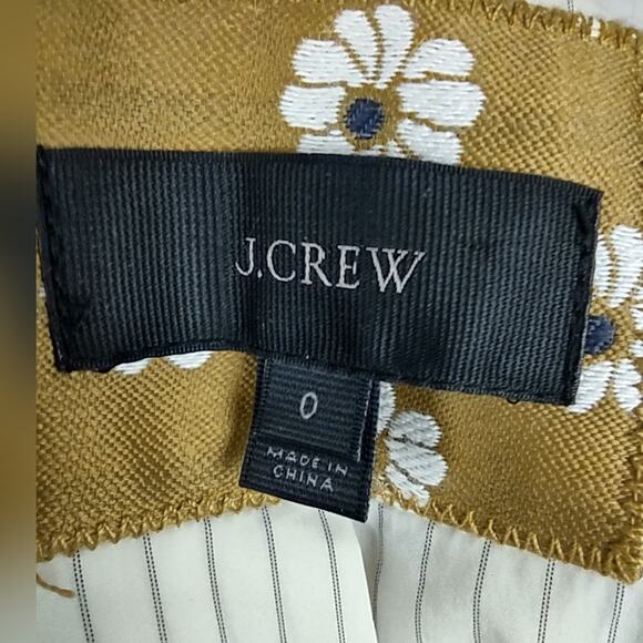 J. Crew Campbell Scattered Daisy Gold Floral Print Jacquard Gold Button Blazer 0 - Picture 5 of 16